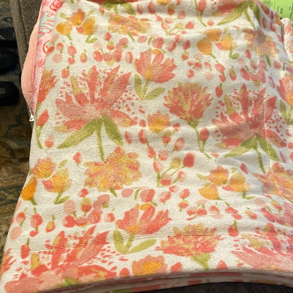 Charming Floral Kids Blanket - Coral, Olive, and Mustard